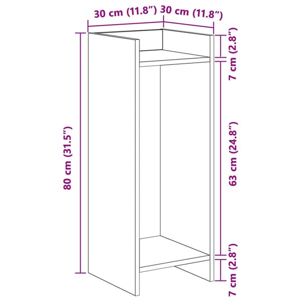 Växtställ 2 pcs Rökt Ek 30 x 30 x 80 cm Konstruerat trä