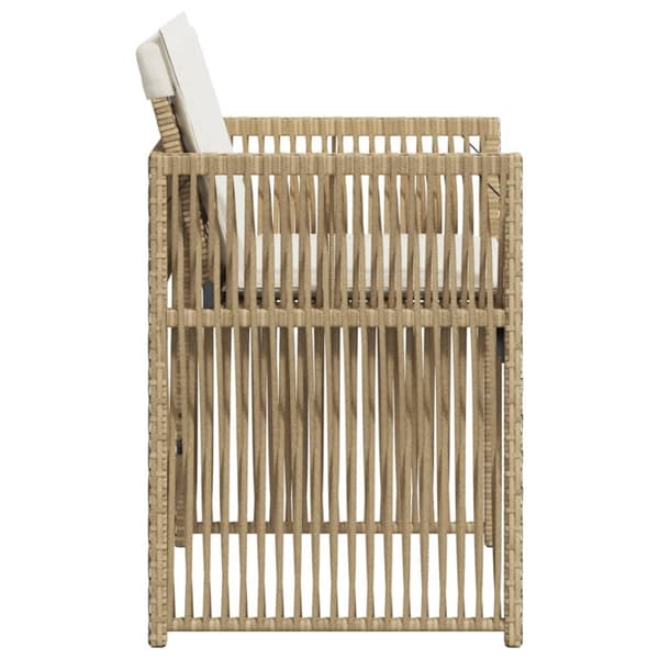 Trädgårdsstolar med dynor 4 st beige konstrotting