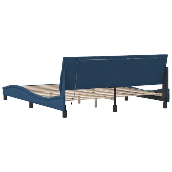 Bed Frame without Mattress "Hanko" Blue 180x200cm Fabric
