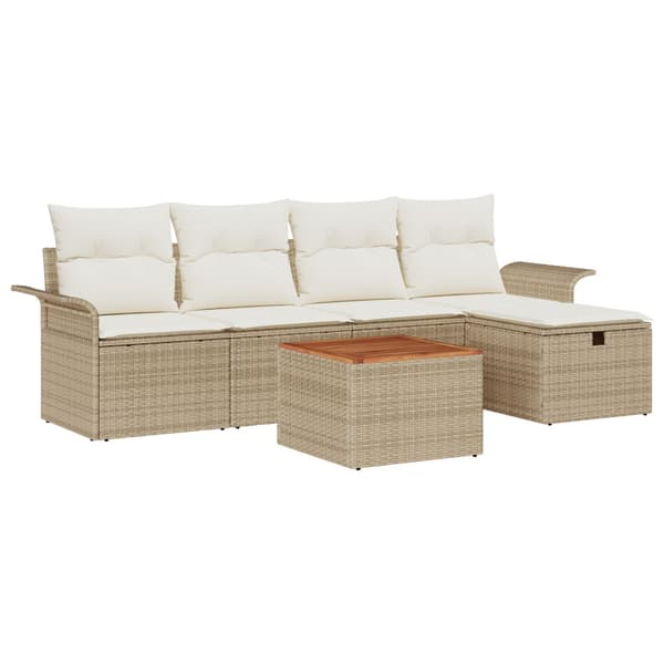 Trädgårdsoffset 6 st Beige konstrotting