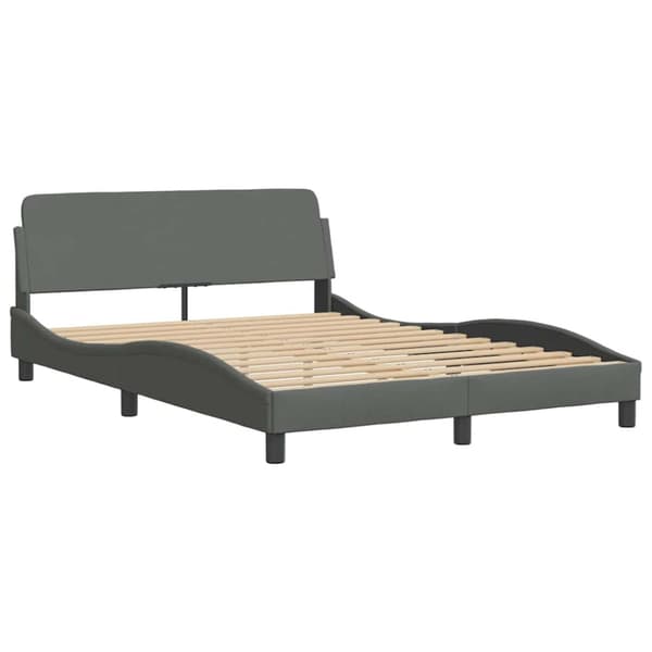 Bed Frame without Mattress "Hanko" Dark Grey 140x200cm Fabric