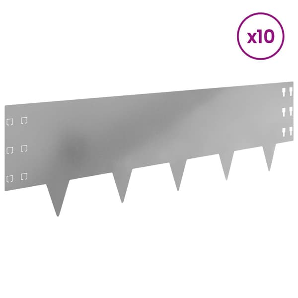Kant för gräsmatta 10 pcs 100 x 30 cm Stål Silver