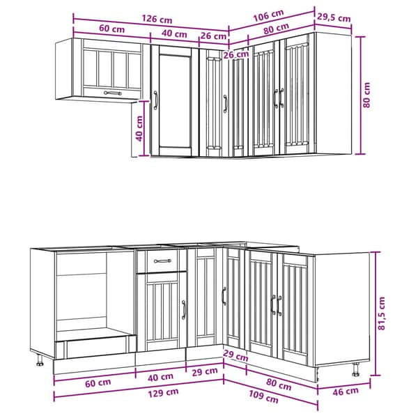 Köksenhet LUCCA 8 pcs Betonggrå Konstruerat trä
