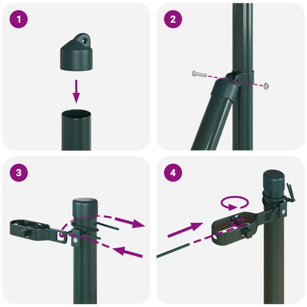 Stängselstolpe 7 pcs Grön Stål