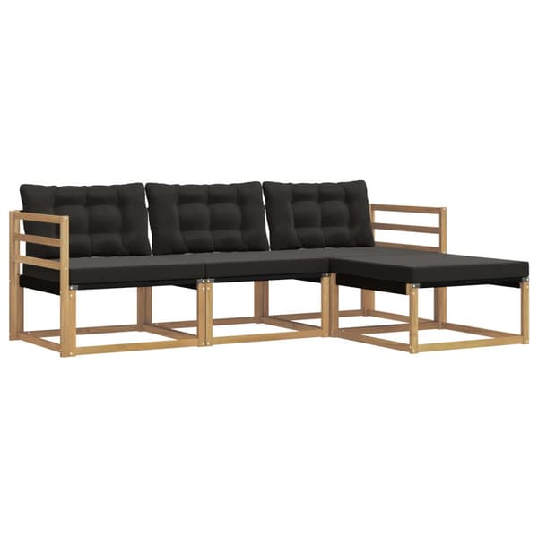 Utomhussoffset med kudde 4 pcs Vit och svart