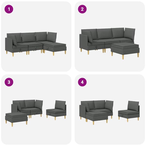 Möbelset för vardagsrummet med kudde 4 pcs Mörkgrå Tyg