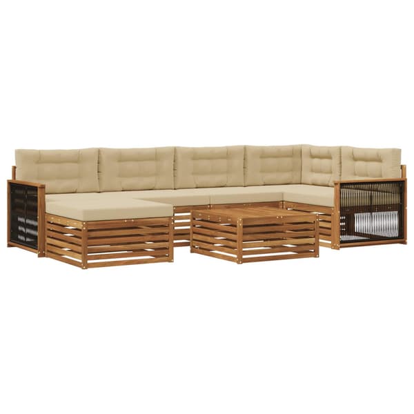 Utomhussoffset med kudde 7 pcs Naturlig och Beige