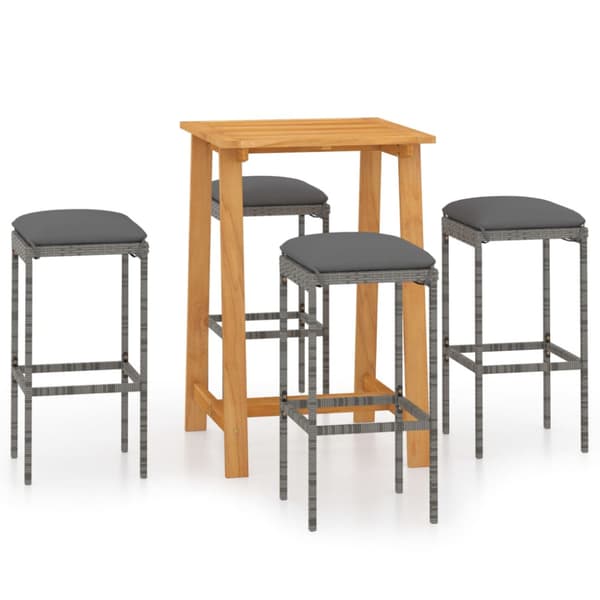 Bargrupp för trädgården med dynor 5 delar grå