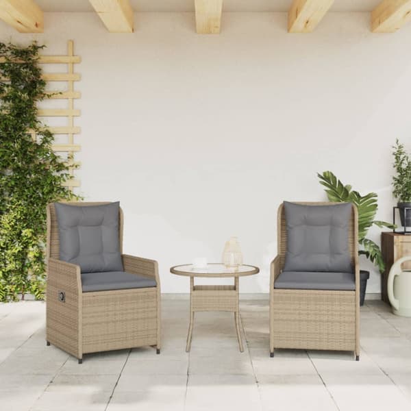 Justerbara trädgårdsstolar 2 st beige konstrotting