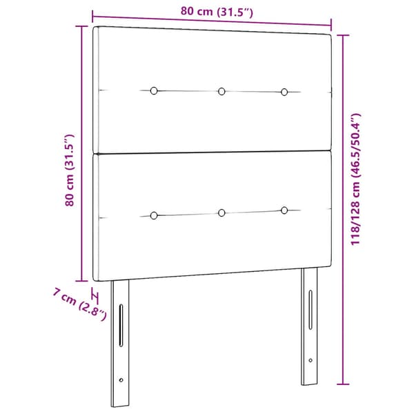 Huvudgavel Rosa 80 cm Sammet