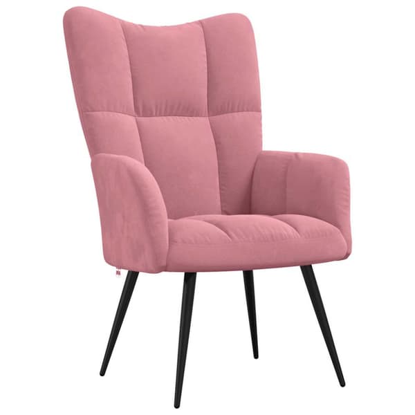 Vilstol med fotpall rosa sammet