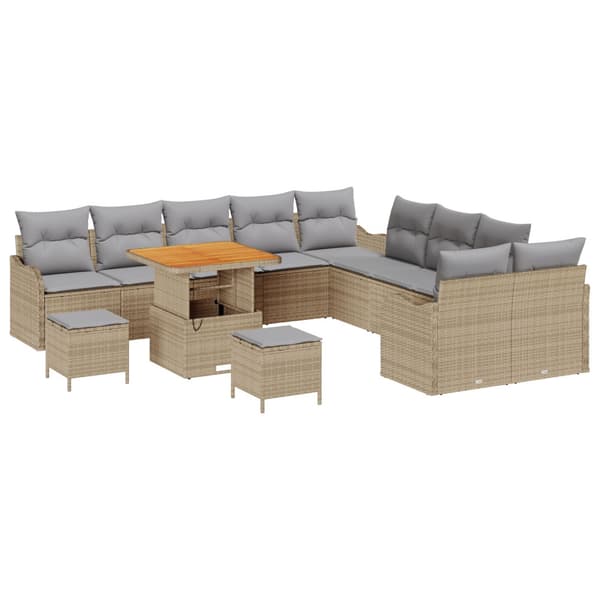 Trädgårdsoffset 13 pcs Beige konstrotting