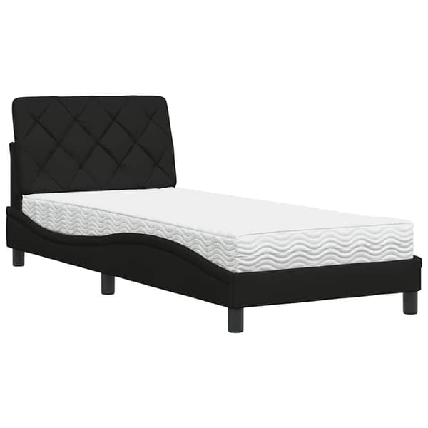 Bed with Mattress Black 80x200 cm Fabric