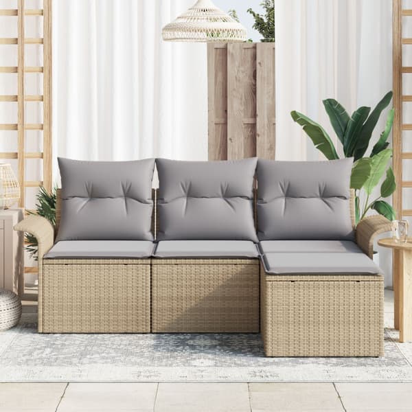 Soffset med kudde 4 pcs Beige konstrotting