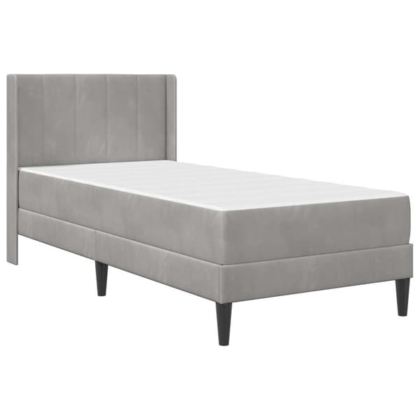 Sängram med madrass Ljusgrå 80 x 200 cm Sammet