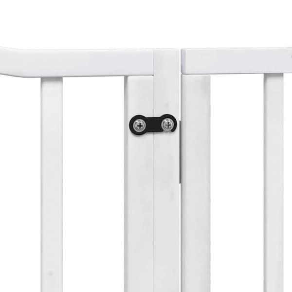 Hundgrind med dörr vikbar 4 paneler vit 320 cm poppel