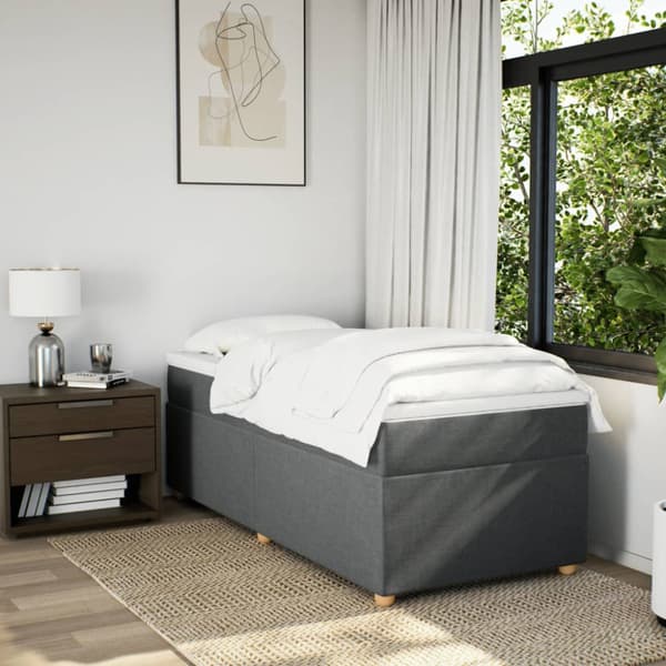 Ramsäng med madrass mörkgrå 100x200 cm tyg