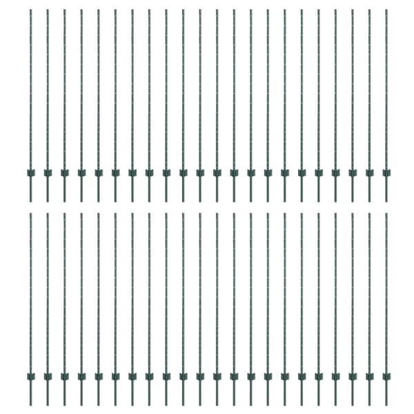 Stängselstolpe 44 pcs Grön 200 cm Stål