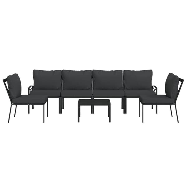 Loungegrupp 7 delar grå dynor stål