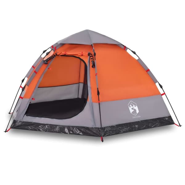 Campingtält 4 personer grå och orange snabbrest