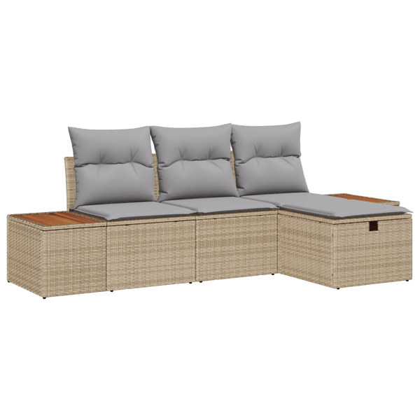 Trädgårdsoffset 4 st Beige konstrotting