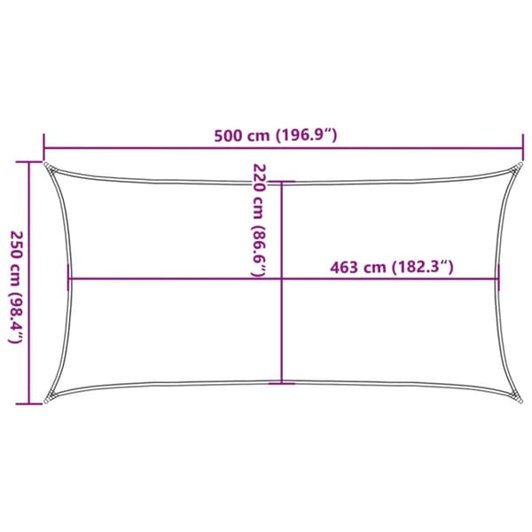 Solsegel ljusgrå 5x2,5 m 100% polyesteroxford