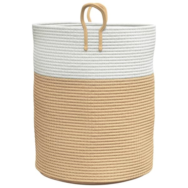 Förvaringskorg beige och vit Ø38x46 cm bomull