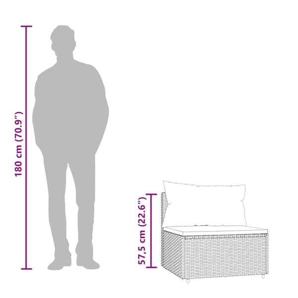 Loungegrupp med dynor 3 delar konstrottning grå