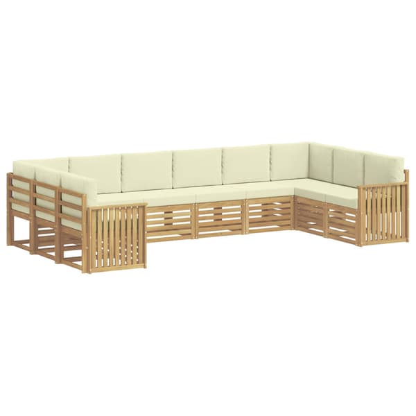 Utomhussoffset 10 pcs Vit och grädde 363 x 187,5 x 73 cm