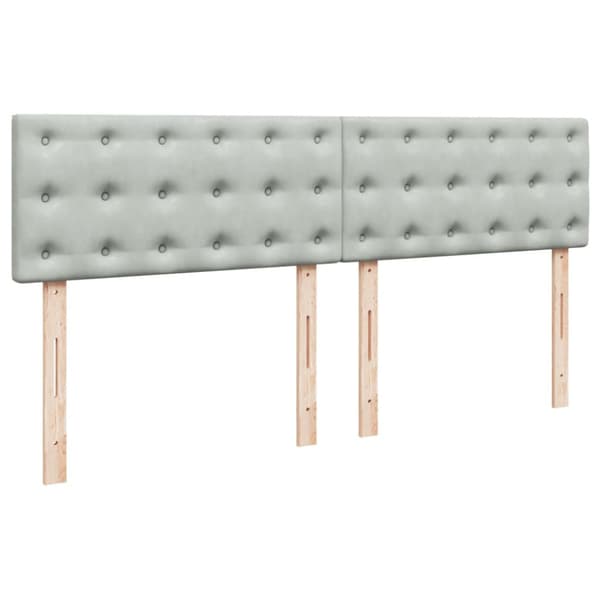 Ramsäng med madrass ljusgrå 180x200 cm sammet