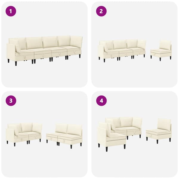 Möbelset för vardagsrummet 4 pcs Gräddvit Tyg