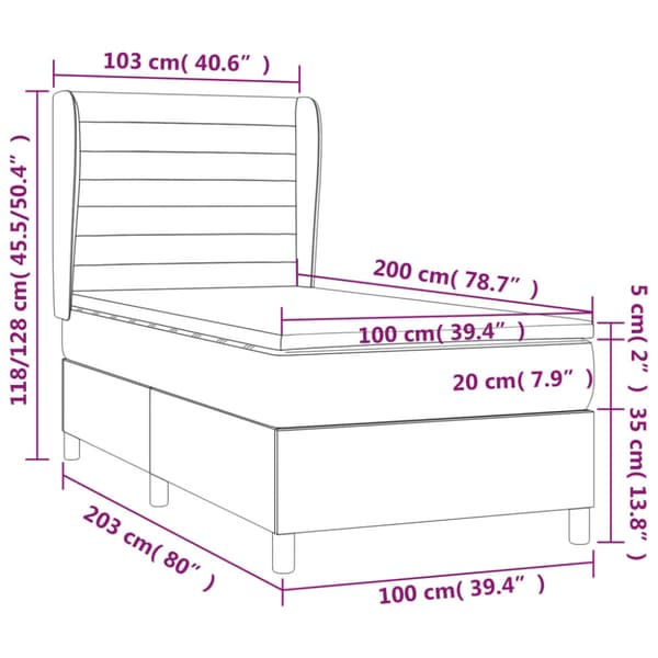Ramsäng med madrass mörkgrå 100x200 cm tyg