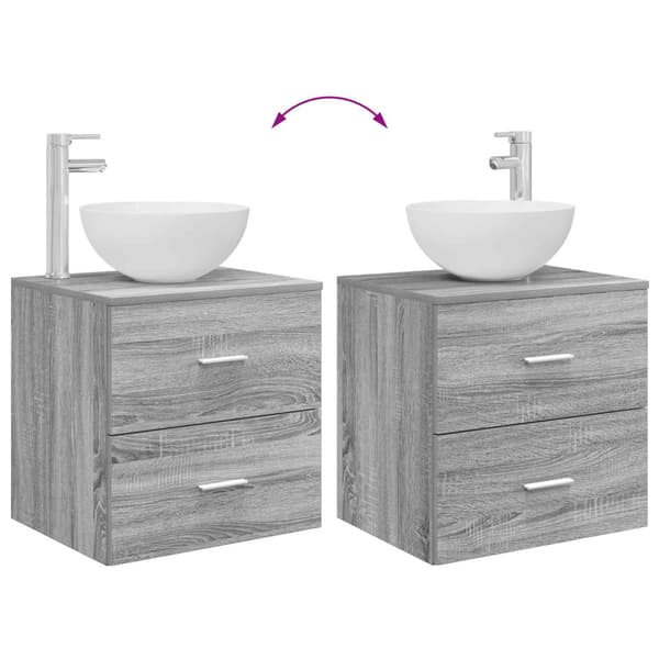 Badrumsmöbelset 2 pcs Grå Sonoma Konstruerat trä