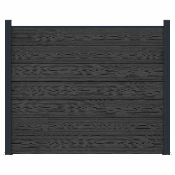 Stängselpanel WPC och aluminium Svart
