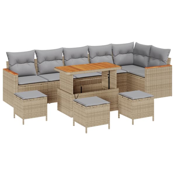 Trädgårdsoffset 10 pcs Beige konstrotting