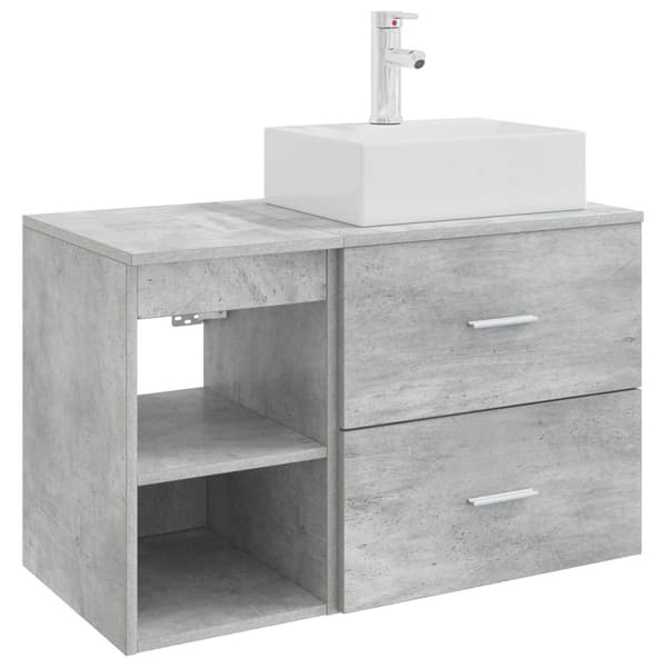 Badrumsmöbelset 2 pcs Betonggrå Konstruerat trä