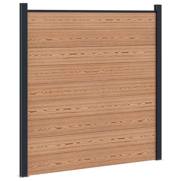 Stängselpanel 3 pcs WPC och aluminium Brun