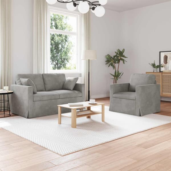 Soffset 2 pcs Ljusgrå 138 x 78 x 80 cm Sammet