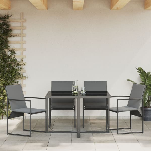 Stol med kudde 4 pcs Svart och Anthracit Textilene
