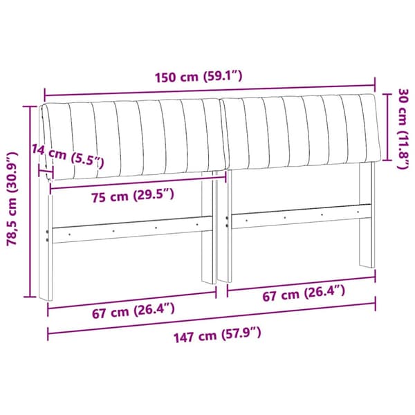 Klädd sänggavel Mörkgrå 150 cm Massiv furu