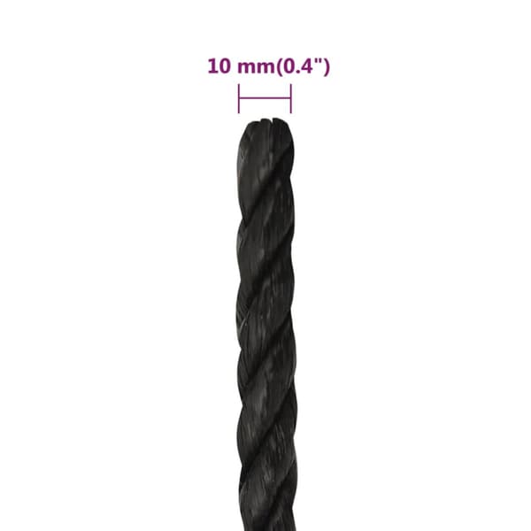 Rep svart 10 mm 250 m polypropen
