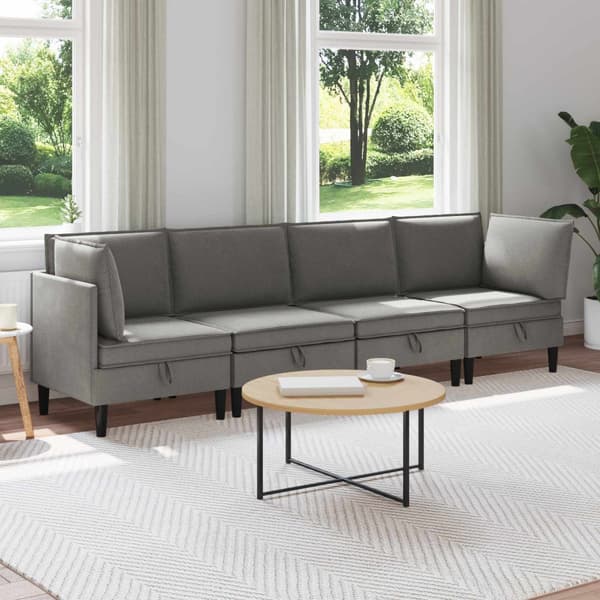 Möbelset för vardagsrummet 4 pcs Mörkgrå Tyg