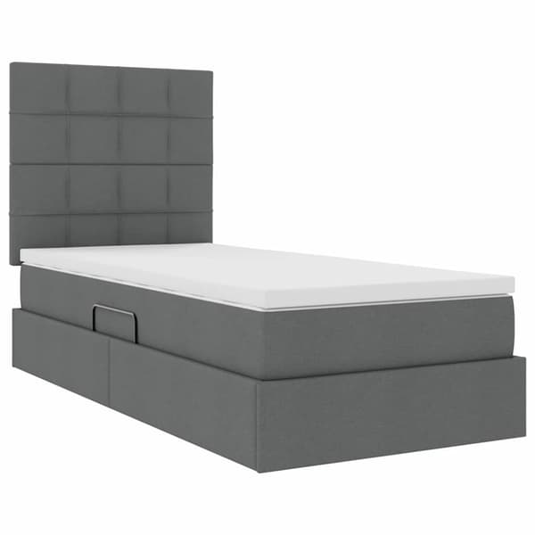 Förvaringssäng med madrass Mörkgrå 100 x 200 cm Polyester