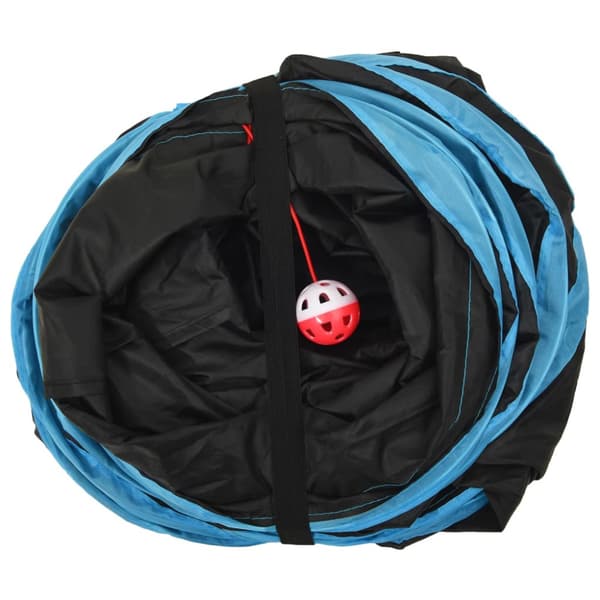 3-vägs kattunnel svart och blå 90 cm polyester