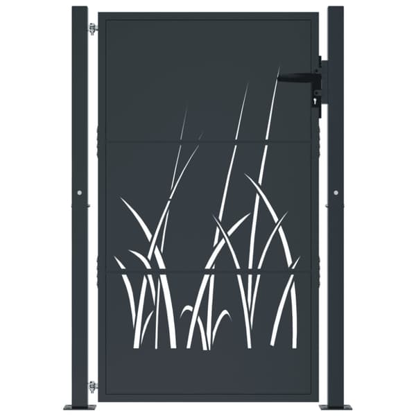Trädgårdsgrind antracit 100x125 cm stål gräsdesign
