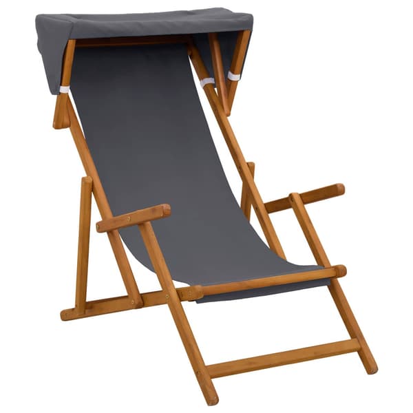 Deck Chair 2 st 3 Position Massiv Eukalyptus Trä Grå