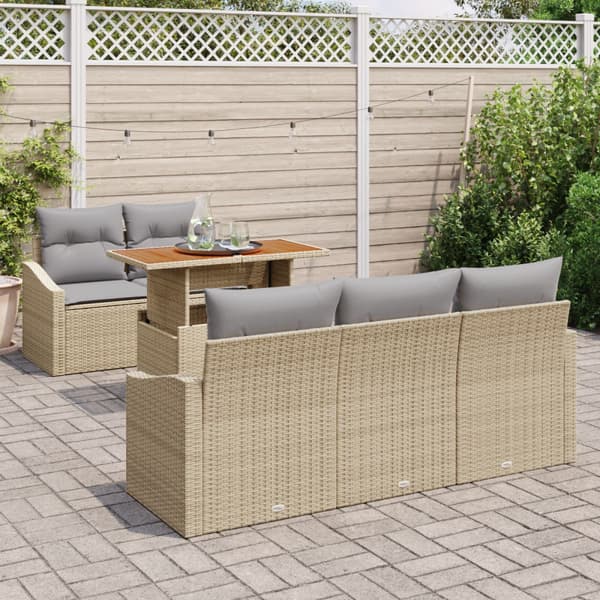 Trädgårdsmöbelset med kudde 6 pcs Beige och Grå