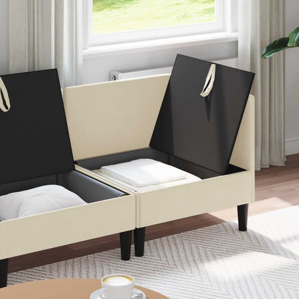 Möbelset för vardagsrummet 4 pcs Gräddvit Tyg