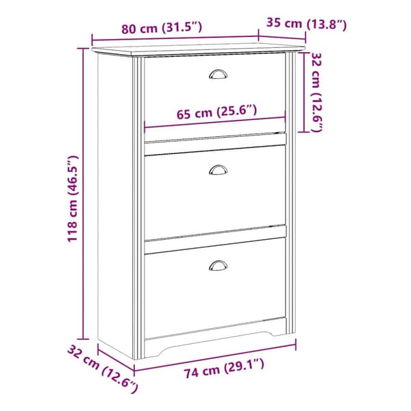 Skohylla BODO vit 80x35x118 cm