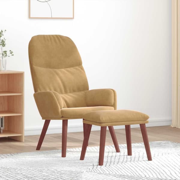 Vilstol med fotpall brun sammet